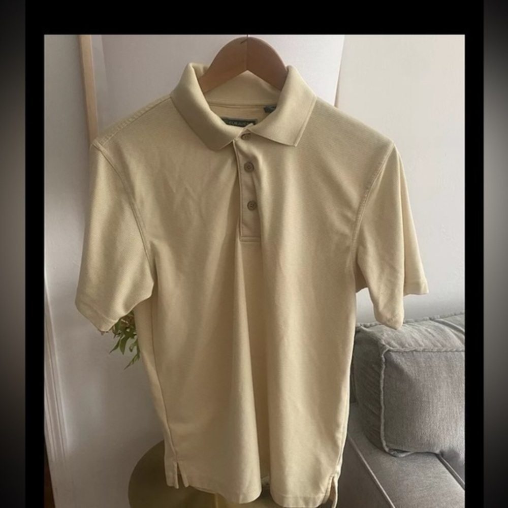 Cubavera Yellow  Textured Short Sleeve Shirt S  Summer Preppy Casual Vacation